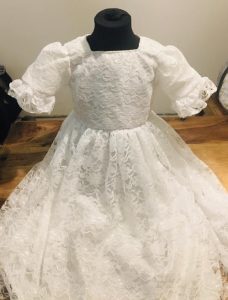 Irish satin and Lace christening gown